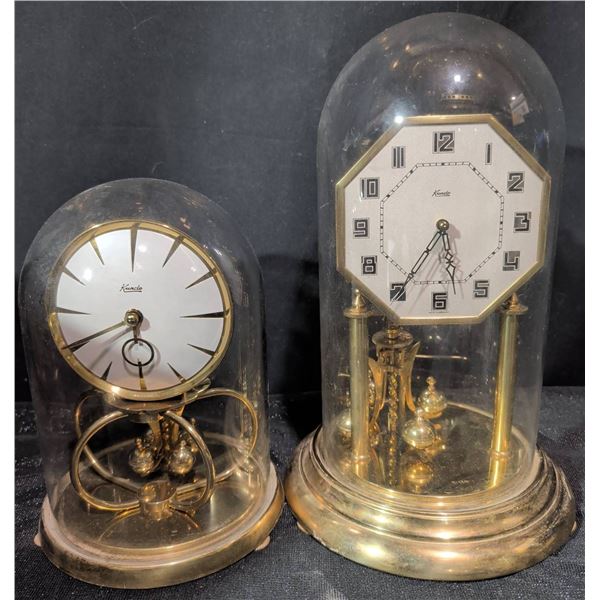 Kundo Anniversary Clocks with Glass Domes and Brass Bases