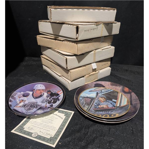 Bradford Exchange Collectible Plates w/ Wayne Gretzky, Norman Rockwell, & Paperwork