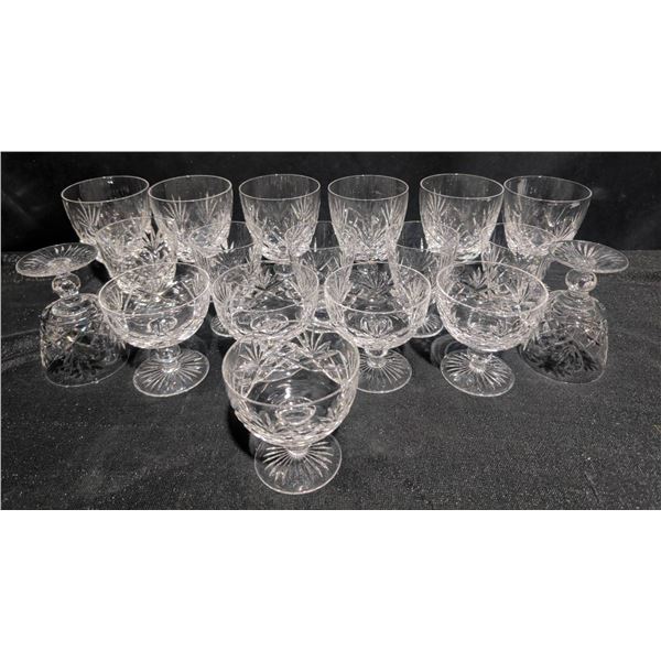 12 Crystal Stemware Glasses With Geometric Cut Design