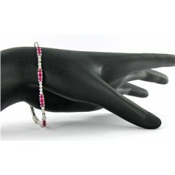 4+ct Pink Ruby & Diamond 18k White Gold Bracelet $11000+ (JEW-339)