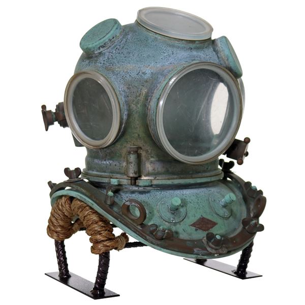 Early Kirby Morgan Modified Yokohama Copper & Brass Diving Helmet