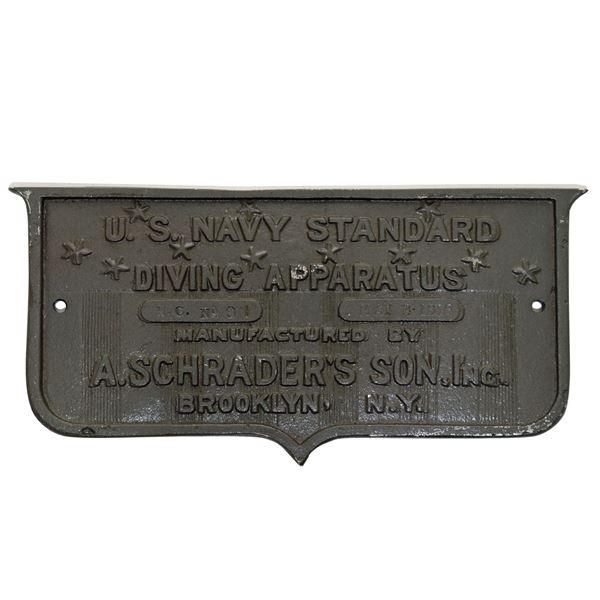 United States Navy Diving Apparatus Schrader Aluminum Plaque