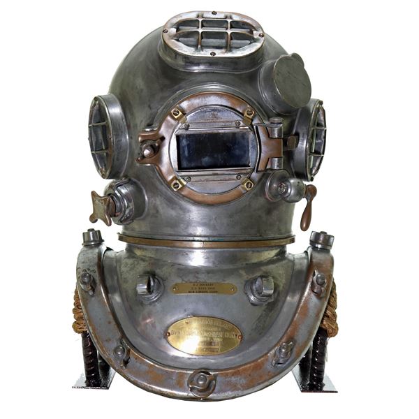 1945 US Navy DESCO Mark V Diving Helmet w/ History & Stamp