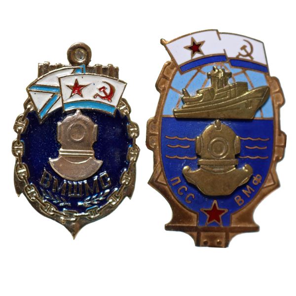 Original Soviet Navy Divers Merit Pin & Search Rescue Pins
