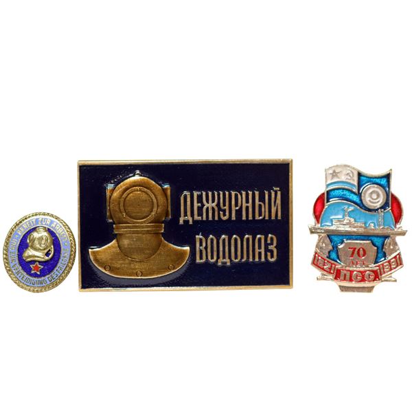 3 Original Soviet Navy Divers Pins – Diving Helmets