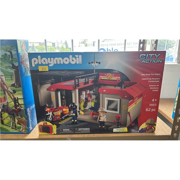PLAYMOBIL CITY ACTION TAKE ALONG FIRE STATION #5663 62PC BUILDING TOY