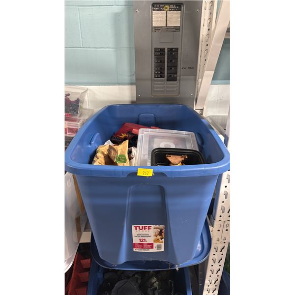 TOTE OF ASSORTED PLAYMOBIL BUILDING TOYS & ACCESSORIES