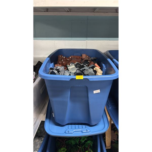 TOTE OF ASSORTED PLAYMOBIL BUILDING TOYS & ACCESSORIES