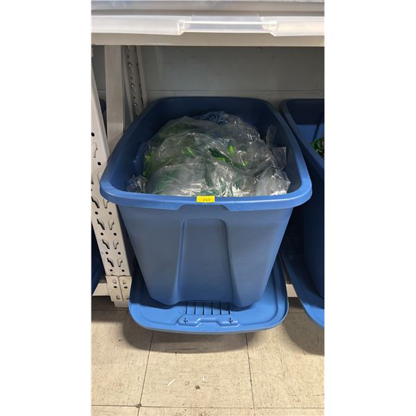 TOTE OF ASSORTED PLAYMOBIL BUILDING TOYS & ACCESSORIES