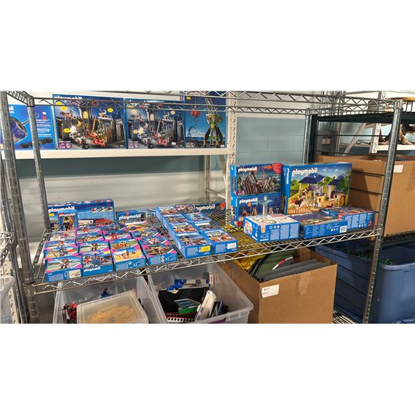 SHELF OF ASSORTED PLAYMOBIL TOYS & ACCESSORIES