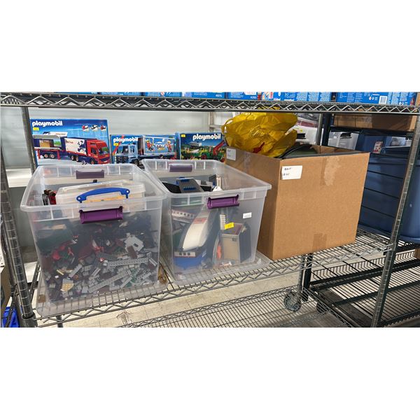 SHELF OF ASSORTED PLAYMOBIL & LEGO TOYS & ACCESSORIES