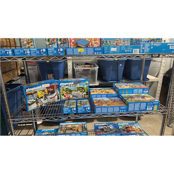 SHELF OF ASSORTED PLAYMOBIL TOYS & ACCESSORIES