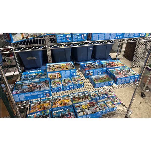 SHELF OF ASSORTED PLAYMOBIL TOYS & ACCESSORIES