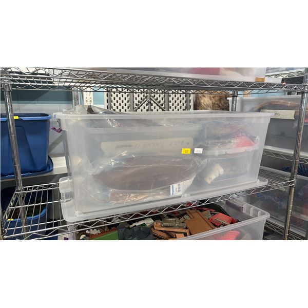 TOTE OF ASSORTED PLAYMOBIL BUILDING TOYS & ACCESSORIES