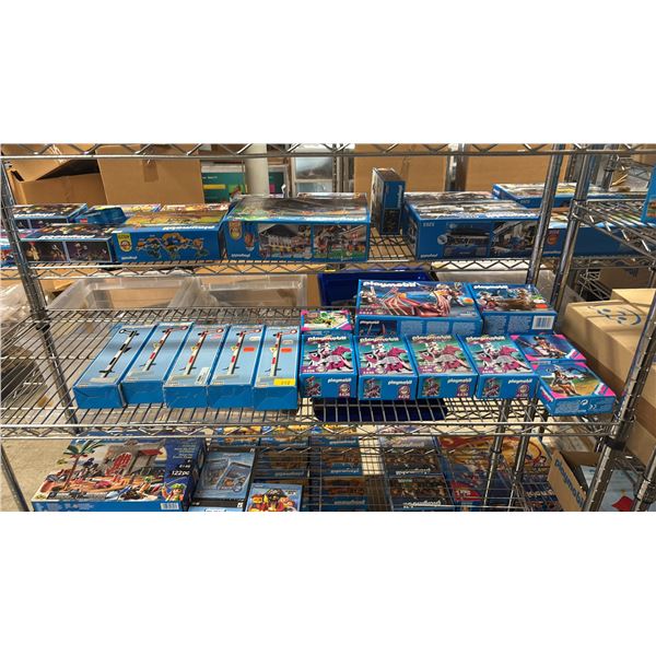 SHELF OF ASSORTED PLAYMOBIL TOYS & ACCESSORIES