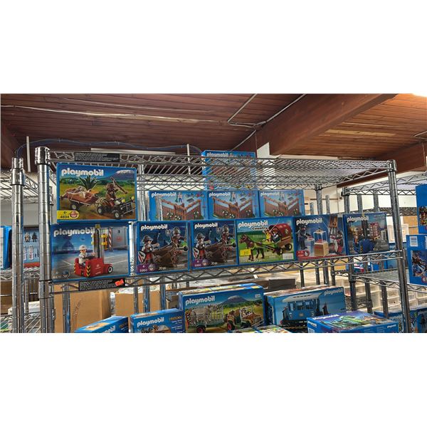 SHELF OF ASSORTED PLAYMOBIL TOYS & ACCESSORIES