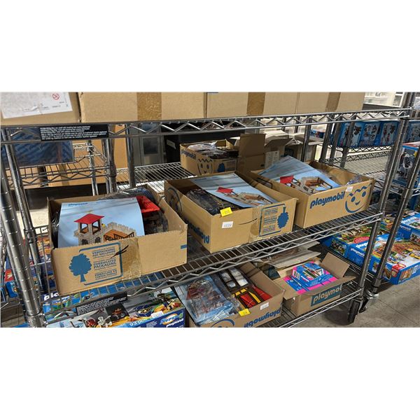 SHELF OF ASSORTED PLAYMOBIL TOYS & ACCESSORIES