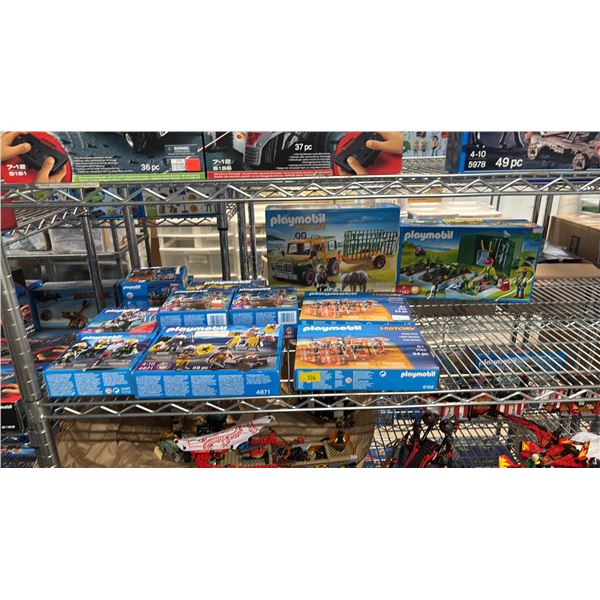 SHELF OF ASSORTED PLAYMOBIL TOYS & ACCESSORIES