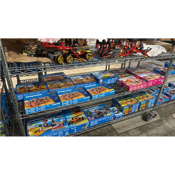 SHELF OF ASSORTED PLAYMOBIL TOYS & ACCESSORIES