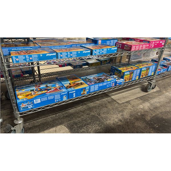 SHELF OF ASSORTED PLAYMOBIL TOYS & ACCESSORIES