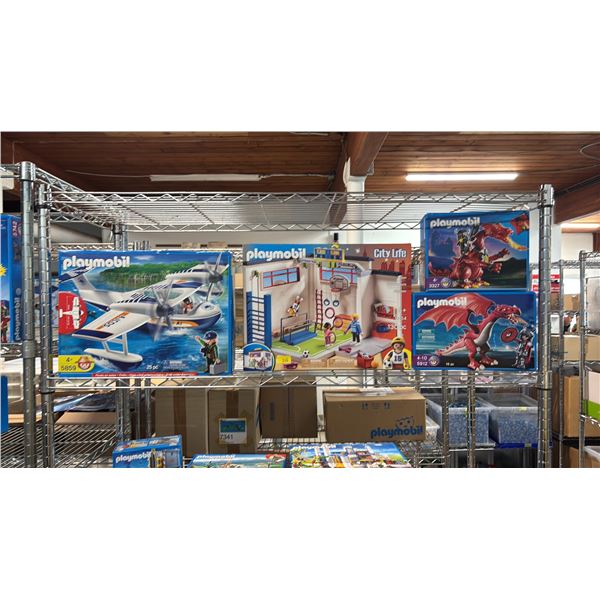 SHELF OF ASSORTED PLAYMOBIL TOYS & ACCESSORIES