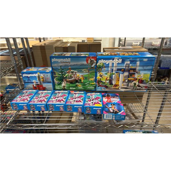 SHELF OF ASSORTED PLAYMOBIL TOYS & ACCESSORIES