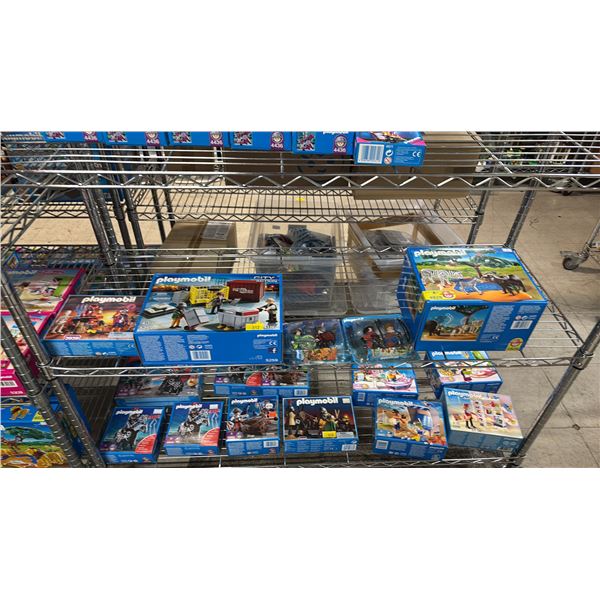 SHELF OF ASSORTED PLAYMOBIL TOYS & ACCESSORIES
