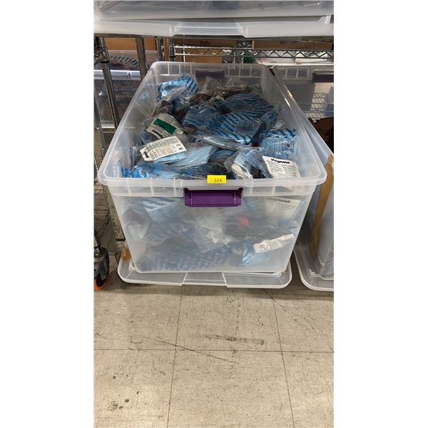 TOTE OF ASSORTED PLAYMOBIL BUILDING TOYS & ACCESSORIES
