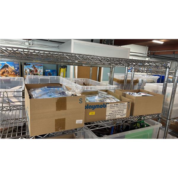 SHELF OF ASSORTED PLAYMOBIL TOYS & ACCESSORIES