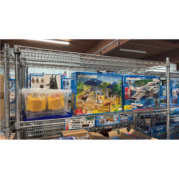 SHELF OF ASSORTED PLAYMOBIL TOYS & ACCESSORIES