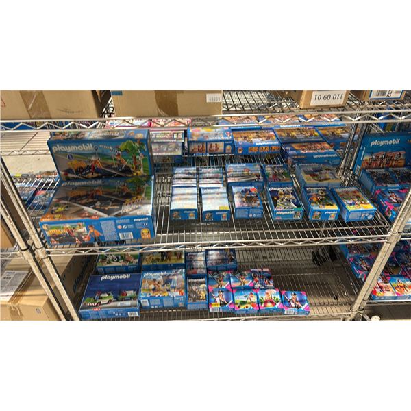 SHELF OF ASSORTED PLAYMOBIL TOYS & ACCESSORIES