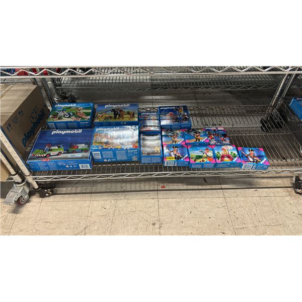SHELF OF ASSORTED PLAYMOBIL TOYS & ACCESSORIES