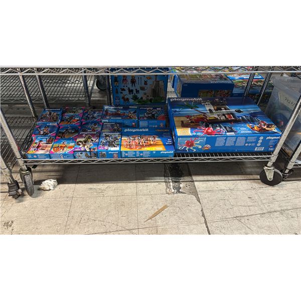 SHELF OF ASSORTED PLAYMOBIL TOYS & ACCESSORIES