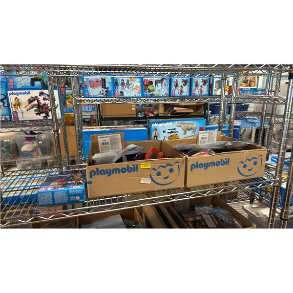 SHELF OF ASSORTED PLAYMOBIL TOYS & ACCESSORIES