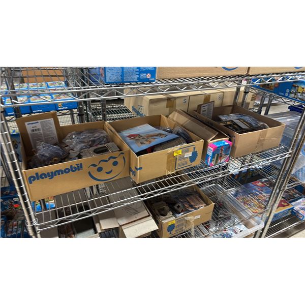 SHELF OF ASSORTED PLAYMOBIL TOYS & ACCESSORIES