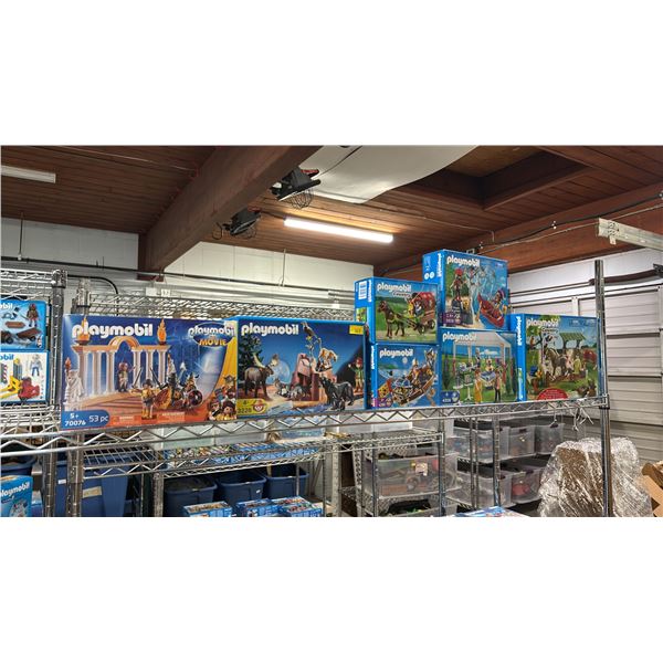 SHELF OF ASSORTED PLAYMOBIL TOYS & ACCESSORIES