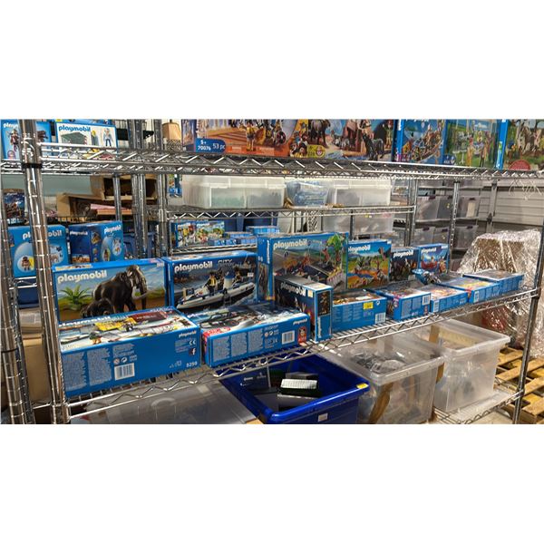 SHELF OF ASSORTED PLAYMOBIL TOYS & ACCESSORIES