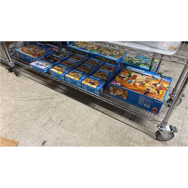 SHELF OF ASSORTED PLAYMOBIL TOYS & ACCESSORIES