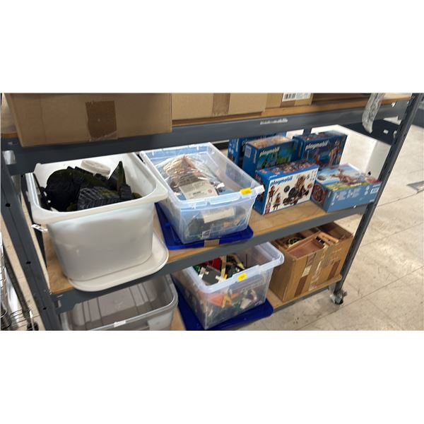 SHELF OF ASSORTED PLAYMOBIL TOYS & ACCESSORIES