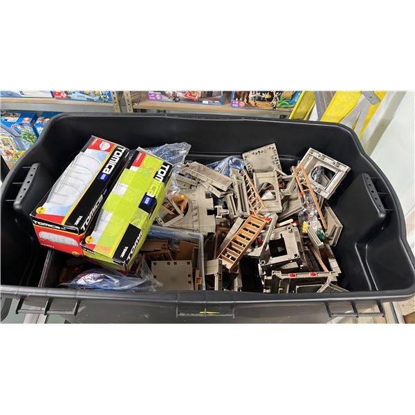 BIN OF ASSORTED PLAYMOBIL TOYS