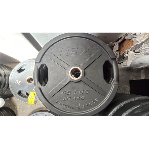 (1) IGX 2" OLYMPIC 45LB/20.4KG WEIGHT PLATE