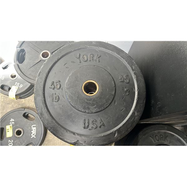 (2) YORK 2" OLYMPIC 45LB WEIGHT PLATES