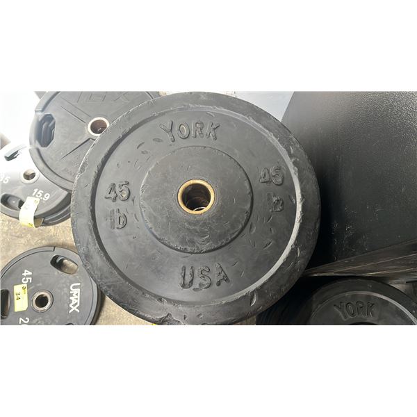 (2) YORK 2" OLYMPIC 45LB WEIGHT PLATES