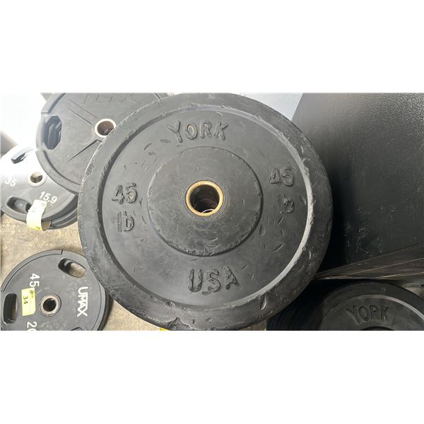 (2) YORK 2" OLYMPIC 45LB WEIGHT PLATES