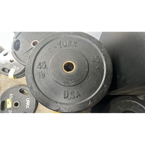 (2) YORK 2" OLYMPIC 45LB WEIGHT PLATES