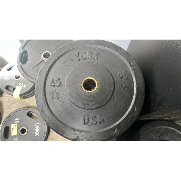 (2) YORK 2" OLYMPIC 45LB WEIGHT PLATES