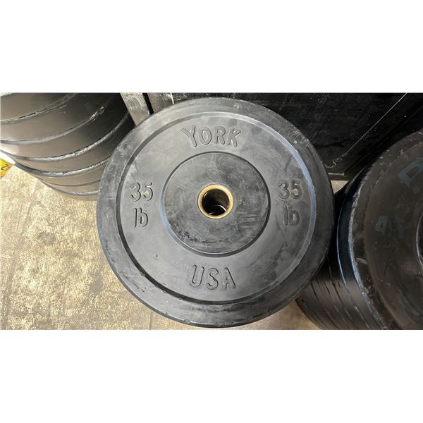 (2) YORK 2" OLYMPIC 35LB WEIGHT PLATES