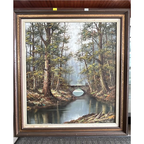 LARGE ORIGINAL SIGNED OIL ON CANVAS LANDSCAPE PAINTING BY DURR