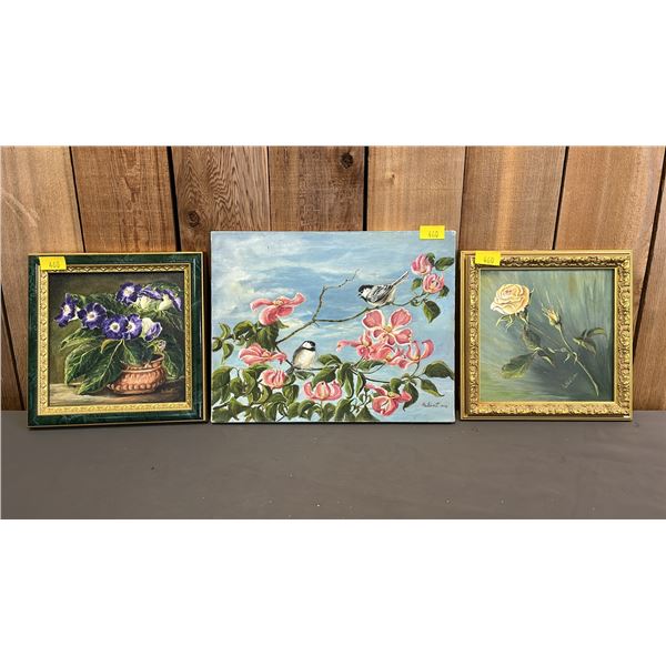 (3) SMALL ORIGINAL SIGNED & DATED OIL PAINTINGS BY MAGGY  EBERT, 1998 & 2001
