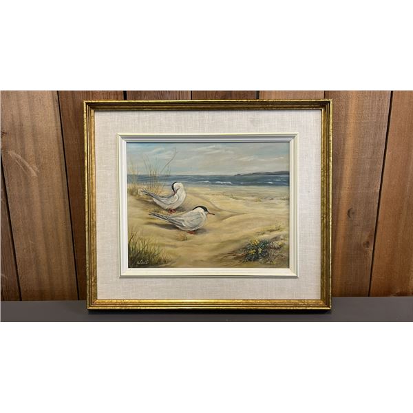 FRAMED ORIGINAL SIGNED OIL ON CANVAS COMMON TERN PAINTING BY MAGGY  EBERT